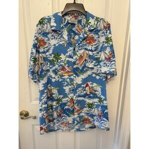 Pacific Legend Hawaiian Shirt Mens Size L Made In Hawaii Cotton Blue Water
